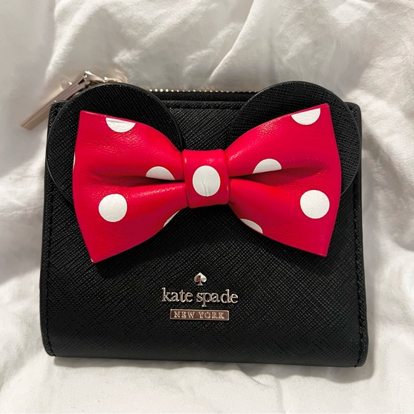 kate spade Handbags - Kate Spade NY Disney Minnie Mouse Black with Red and White Polka Dot Bow Wallet